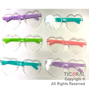 ANTEOJO TIPO RAYBAN CORAZON TRANSPARENTES MARCO COLORES x 12